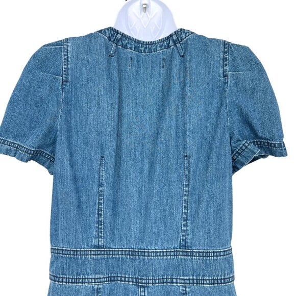 J.Crew Point Sur Patch-Pocket Utility Blue Denim Short Sleeve Romper Size 4 - Picture 6 of 14